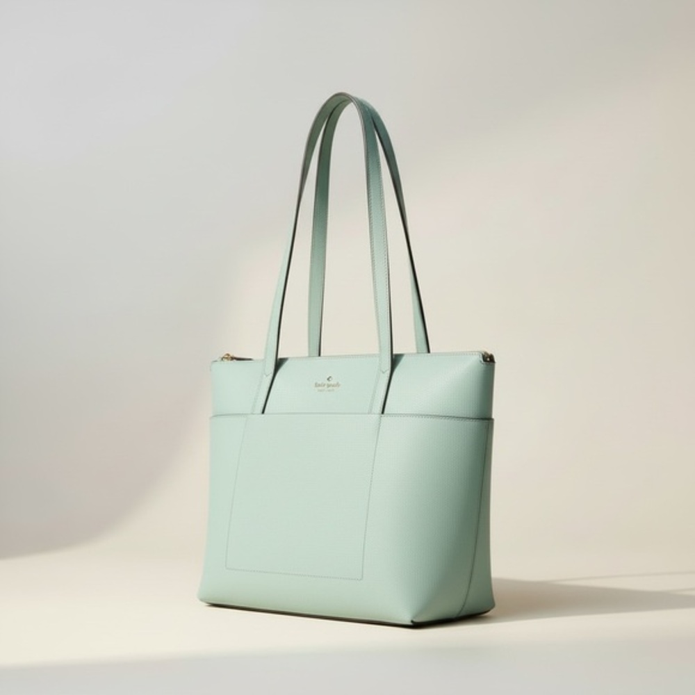 Kate Spade Mint Green Saffiano Leather Tote Large Work Laptop Bag NWOT Chic